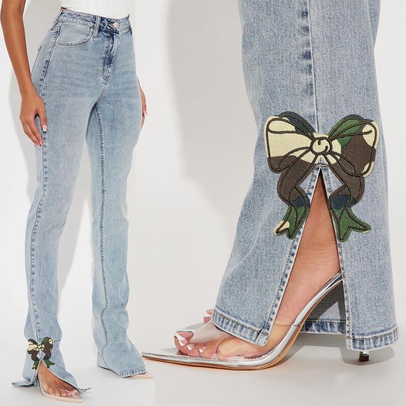 CY Iron On Patches Glitter 5Pcs Sweatshirt Side Bow Embroidered Patch Cute Sequin Applique Sew On Fabric Patches Shiny DIY Decorative Accessories Lovely for Girls Women Clothes Backpacks Jackets - Image 5